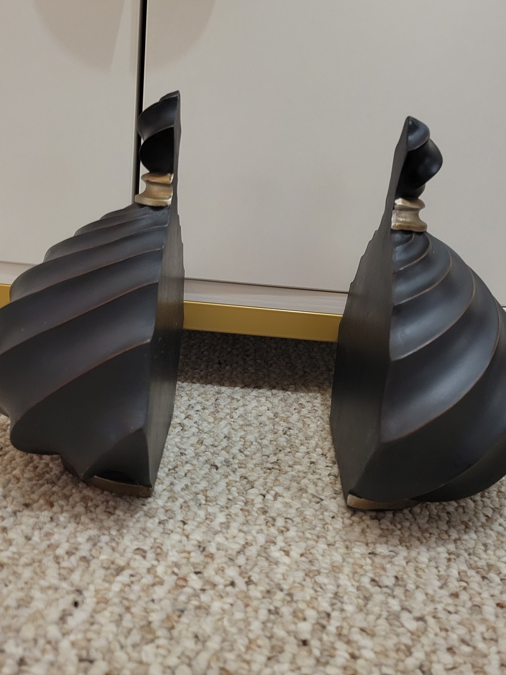 Pair of Vintage Sculptural Black Spiral Bookends